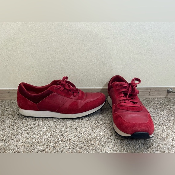 UGG Trigo Sneaker Shoes Men’s Red Leather Suede Size 13 Energ Comfort Canvas Run - Picture 1 of 10